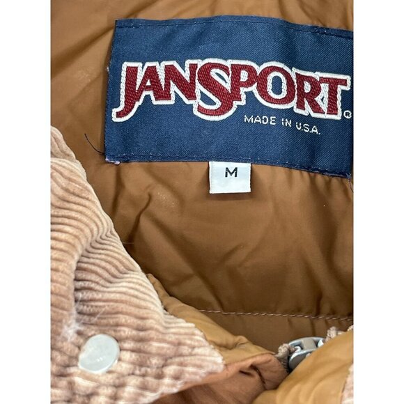 Jansport Mens Vintage Two-Tone Puffer Jacket With Corduroy Collar Medium - Picture 3 of 12